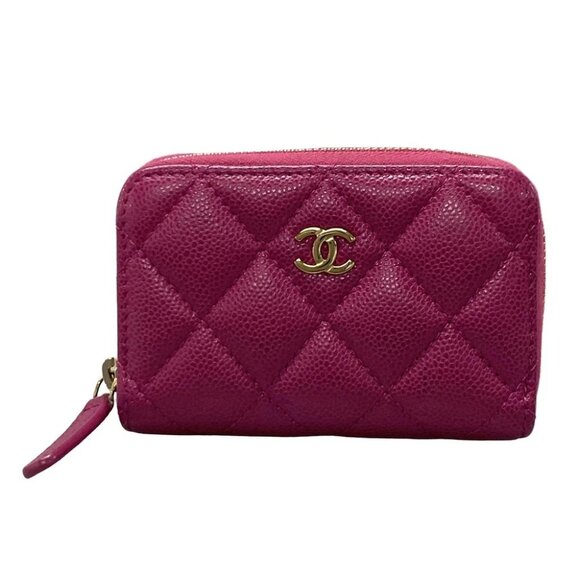 Auth CHANEL - Purple Calfskin Coin Case Gold hardware - Picture 1 of 10